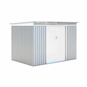 Abrigo de jardim em metal 206x277x187 cm (5,71 m²) london prateado