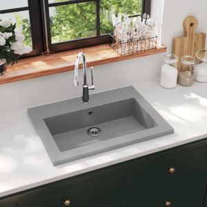 Lavatório de granito 600x450x120 mm cinzento pt3539