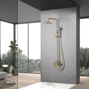 Conjunto chuveiro monocomando roma ouro escovado-imex