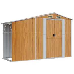 Abrigo de jardim 277x93x179 cm aço galvanizado castanho