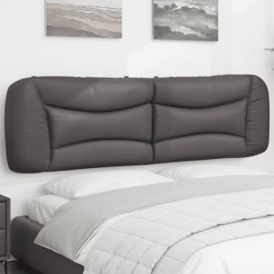 Almofadão de cabeceira 180 cm couro artificial cinzento ptob4275