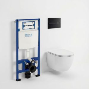 Pack cisterna roca duplo + pl7 preto mate + wc round pro total clean