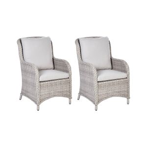 Conjunto de 2 poltronas de jardim cascais rattan sintético creme