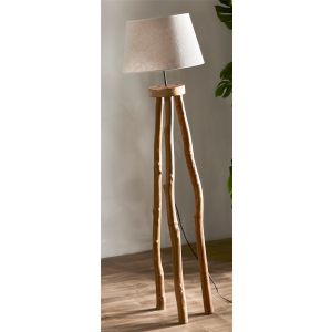 Luminária de chão mileto com tripé em madeira natural. Bege, 40x158cm