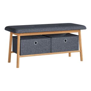 Banco vad com 2 caixas de arrumação 90x30x45 cm natural/cinzento [en.casa]