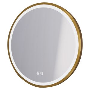 Espelho iluminado alexine - contorno ouro escovado - ø60 cm