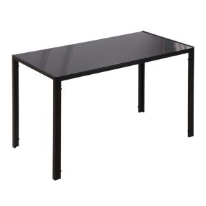 Mesa sala de jantar 120x60x75 cm metal e cristal temperado Homcom