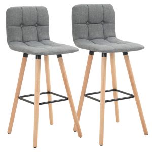 Bancos alto 41,5x47x97,5 cm poliéster e madeira de borracha color gris