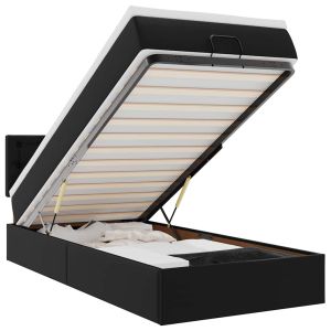 vidaXL estructura cama otomana colchón cuero sintético negra 80x200cm