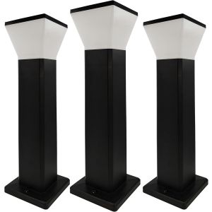 3pcs baliza de jardim exterior LED 57cm quadrada, 9w, 900lm, ip65, 5cct