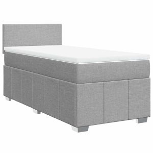 vidaXL cama box spring con colchón tela gris claro 80x200 cm