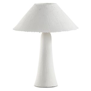 Abajur de mesa artesanal em papel machê branco com base e cúpul, 45x45x56cm