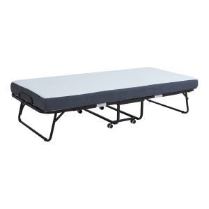 Cama dobrável de metal borjavle com colchão de 90x200 cm preto [en.casa]