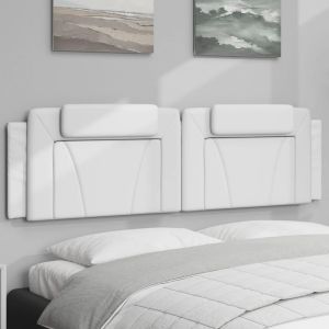 Almofadão de cabeceira 180 cm couro artificial branco ptob8535