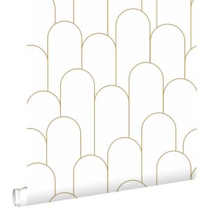 Estahome papel de parede motivo art deco brancoedourado 53 cm x 10.05 m