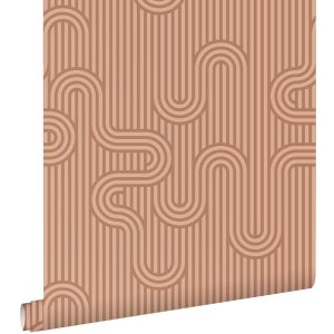Estahome papel de parede linhas gráficas terracota 50 x 900 cm