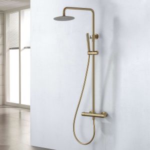 Conjunto duche termostático sky bath ouro escovado inox s304 série supreme
