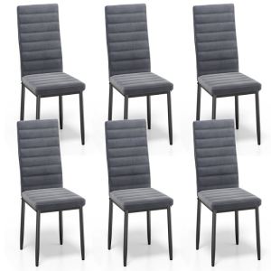 Cadeira de veludo cinza-escuro - conjunto de 6 - a 96 cm