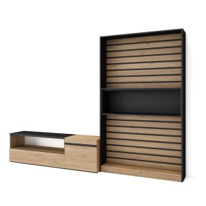 Conjunto de móveis tv, 260x35x186cm, carvalho e preto rf2535