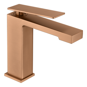 Misturador monocomando de lavabo em latão com acabamento ouro rosa escovado