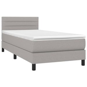vidaXL cama box spring con colchón tela gris claro 90x190 cm
