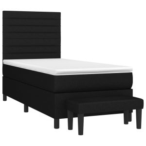 vidaXL cama box spring con colchón tela negro 90x190 cm