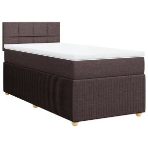 vidaXL cama box spring con colchón tela marrón oscuro 80x200 cm