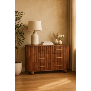 Artisan furniture cómoda em madeira maciça ridgefront em amêndoa torrada