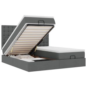 vidaXL estructura cama otomana colchones tela gris oscuro 180x200cm