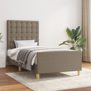 Cama cabeceira 80x200 cm tecido castanho-acinzentado