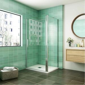 Porta de duche bater+painel lateral,barra 140cm,(680-700)x(680-700)x1950mm