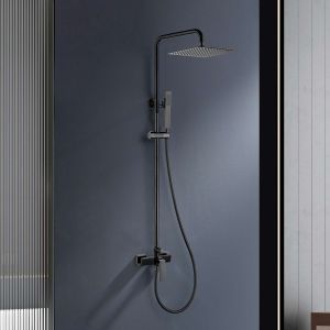 Conjunto duche misturador sky bath preto cristal série infinite