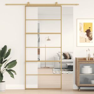 Porta deslizante 90x205 cm vidro esg/alumínio dourado ptxt8640