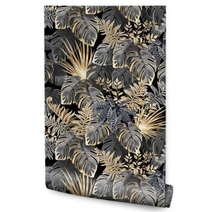 Papel de parede para sala de estar folhas tropicais natureza moderna