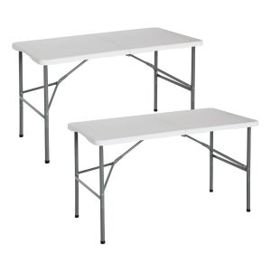 Pack 2 mesas de acampamento dobráveis ​​brancas 122x74cm Thinia Home