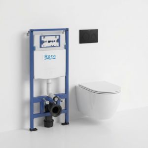 Pack cisterna roca duplo + pl10 preto mate + wc round pro total clean