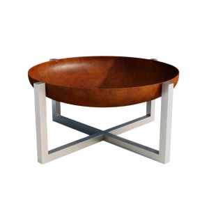 Braseiro contemporâneo quadra acabamento aço corten/ inox