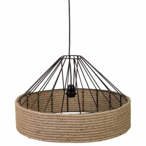 Candeeiro teto corda e metal castanho 52x52x35h cm