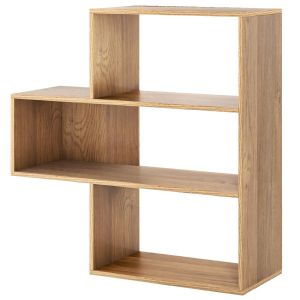 Estante de biblioteca - helloshop26 - estante convexa - 3 níveis - madeira