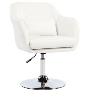Cadeira de escritório 60x60x79-91 cm couro pu e metal color blanco Homcom