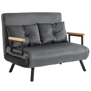 Sofá cama 102x73x81 cm aço, poliéster e madeira de borracha color gris