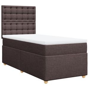 vidaXL cama box spring con colchón tela marrón oscuro 100x200 cm