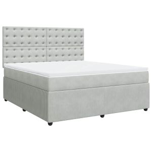 vidaXL cama box spring con colchón terciopelo gris claro 180x200 cm
