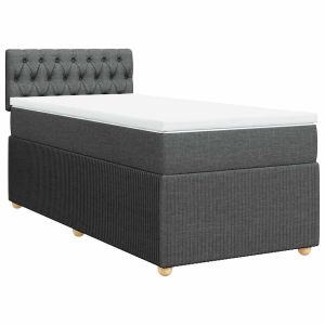 vidaXL cama box spring con colchón tela gris oscuro 100x200 cm