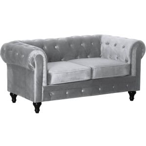 Canapé fixo chesterfield velours "aliza" - 157 x 82 x 70 cm - 2 lugares - c