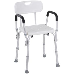 Cadeira para duche liga de alumínio e pe branco 51,5x51,5x71-84 cm