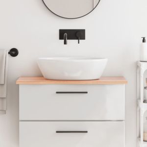 Bancada p/ wc 80x40x2 cm madeira maciça tratada castanho-claro ergft6723