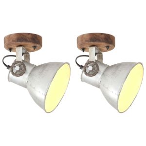 vidaXL luminárias de parede/teto industriais 2 peças, prata, 20x25 cm, E27