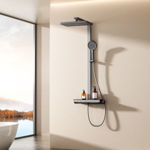 Emke columna de ducha termostática con placa 40 cm, antracita mate