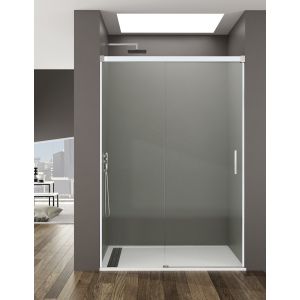 Resguardo frontal de chuveiro basic 1+1 170 transparente perfil branco